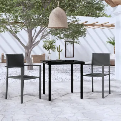 Produktbild von The Living Store 3-tlg. Garten-Essgruppe Schwarz
