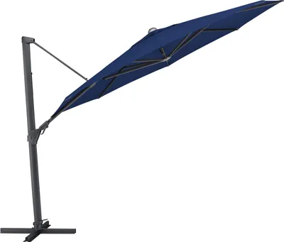 Produktbild von Kettler Easy Swing Ampelschirm 350 cm, UPF 50+, inkl. Abdeckhaube+ Schirmständer, anthrazit matt/blau, Aluminium/Polyester mit Polyurethan-Beschichtung