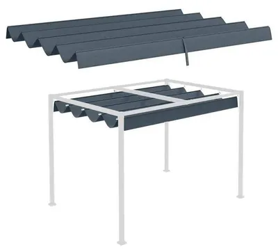 Obrázek produktu pro Stříška pro altán – 2,85 x 2 m. Altán – polyester. Výsuvná. Snadná montáž. Plastový rám. Tmavě šedá barva
