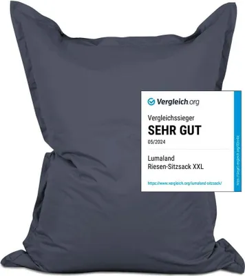 Produktbild von Lumaland Riesen-Sitzsack XXL 140x180 cm Wasserfestes Indoor & Outdoor Liegekissen über 3 Mio. anpassungsfähigen EPS-Perlen Bean Bag waschbarem Bezug