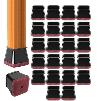 Produktbild von 24 Stück Stuhlbeinschoner Silikon mit Filz – Bodenschutz Möbelbeine, Kratzschutz für Parkett, Laminat und Fliesen