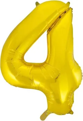 Produktbild von Folienballon Zahl 4 in Gold, ca. 86 cm, Dekoration für Geburtstag, Jubiläum und Party