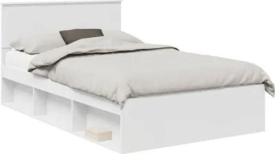 Zdjęcie produktu dla vidaXL Rama łóżka z wezgłowiem biała 120 x 200 cm materiał drewnopochodny
