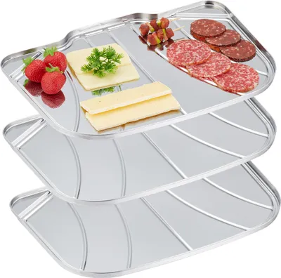 Produktbild von relaxdays Edelstahl Servierplatte im 3er Set