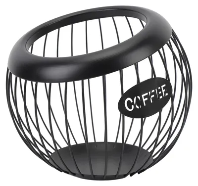 Produktbild von Kaffeepadhalter, Drahtkorb, großes Fassungsvermögen, Aufbewahrung von Eisenpads für den Schreibtisch an der Bar, Schwarz