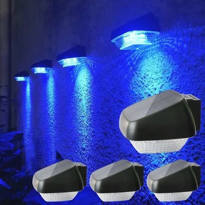 Immagine prodotto di 4 faretti solari con illuminazione a LED blu - Illuminazione da esterno impermeabile per giardino e terrazza