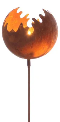 Produktbild von 3.07 Deko Stecker Feuerball im Rost Design - ca. Ø 15 cm x 98 cm - Windlicht auf Stab (groß)