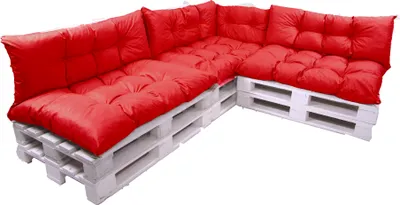 Image de Ensemble de coussins de palette 7 | coussin 120x50 + coussin de dossier 120x40cm | coussins de palette| ensemble de coussins de palette | coussin de palette rouge