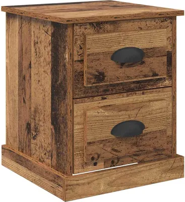 Productafbeelding van Nachtkastje met lade Oudhout 39 x 39 x 47.5 cm Bewerkt hout