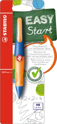 Produktbild von Ergonomischer Druck-Bleistift für Rechtsänder - STABILO EASYergo 1.4 in ultramarinblau/neonorange - Einzelstift - inklusive 3 dünner Minen - Härtegrad HB