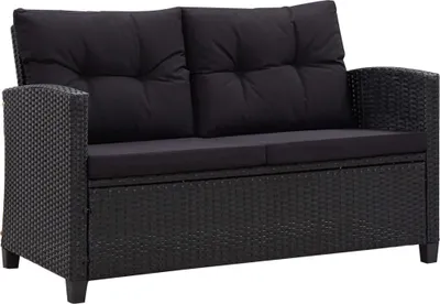 Immagine prodotto di Divano da Giardino 2 Posti con Cuscini Nero 124 cm Polyrattan