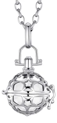 Produktbild von Morella Damen Schutzengel Halskette Edelstahl 70 cm mit Anhänger Sterne und Klangkugel weiß Ø 16 mm in Schmuckbeutel