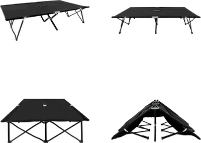 Produktbild von vidaXL Klappbare Sonnenliege für 2 Personen Schwarz Stahl - Sonnenliege - Sonnenliegen - Gartenliege - Gartenliegen