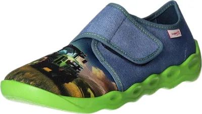 Produktbild von Superfit Kinder-Hausschuh Trecker-Motiv BUBBLE Blau-Grün-Mehrfarbig, Farbe:blau, EU Größe:35