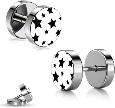 Obrázok produktu pre Falošné zátky do uší z nehrdzavejúcej ocele, 10 mm, biele a čierne