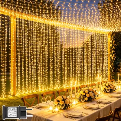 LED-Lichtvorhang 6x3 m, 600 LEDs, 8 Modi, IP65, mit Stecker