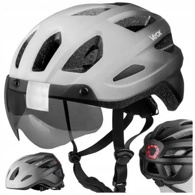 Produktbild von Vayox Fahrradhelm Active VA0424 Verstellbar von 55 bis 58 CM - Größe M - mit Schutzbrille, mit LED-Beleuchtung - Belüfteter - Weiß/Schwarz