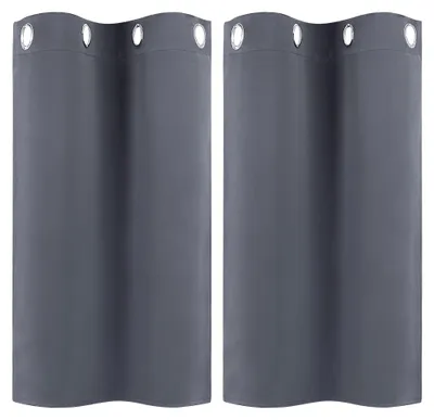 Verdunkelungsvorhang 2er-Set, Polyester, Grau, 90x74 cm