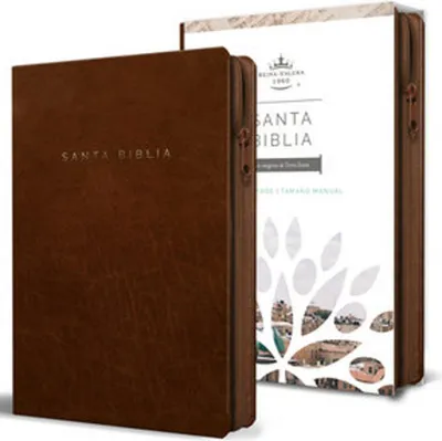 Produktbild von Biblia Reina Valera 1960 Letra Grande. Símil Piel Canela, Cremallera, Tamaño Manual / Spanish Bible Rvr 1960. Handy Size, Large Print, Leathersoft, Brown Zip