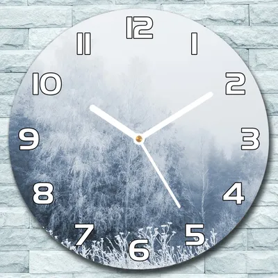 Produktbild von Wanduhr aus Glas Rund fi 30 Winterbäume Wald Quarz Deko Schlafzimmer Büro