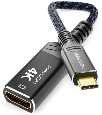 Produktbild von deleyCON 4K USB-C auf HDMI Adapter aus Aluminium (4K@60Hz Monitor/TV/Beamer) Thunderbolt 3/4, für iPhone 17 16 15 Pro Max Air, MacBook, iPad Pro/Air, Galaxy S26 S25 S24 S23, Notebook, Tablet