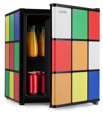 Produktbild von Klarstein Solve - Mini-Kühlschrank, Minibar, thermoelektrisches Kühlsystem, 48 Liter Fassungsvermögen, mechanischer Drehregler, Kühlung: 0 bis 10 °C, , schwarz/bunt