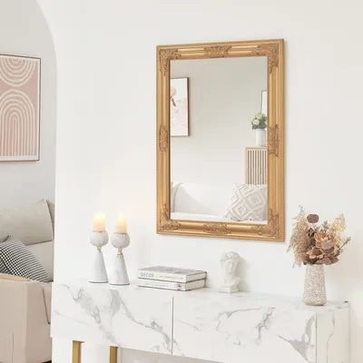 Immagine prodotto di Specchio da parete 'Punkalaidun' in stile barocco Specchio da bagno Specchio decorativo 80x60 cm installazione orizzontale o verticale Colori oro