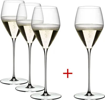 Produktbild von Riedel Veloce Champagne Wine Glass, 4er Vorteilsset, Champagnerglas, Weinglas, Kristallglas, 327 ml, 5330/28