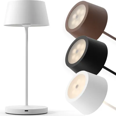 Produktbild von charlique® LED Akku Tischlampe (weiß) - Dinner Light 34 cm - dimmbare Tischleuchte mit USB, für innen und außen, warmes Licht