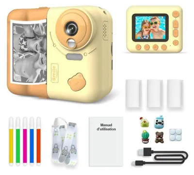 Image de 1001Jouets Appareil Photo Enfant - 48MP, Impression Instantanée, Écran 2,4", Filtres et Jeux - Jaune