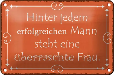 Produktbild von Blechschild Spruch 18x12cm hinter jedem erfolgreichen Mann