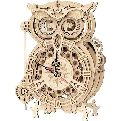 Produktbild von 3D-Puzzles, 3D Puzzle Eule Uhr Modellbau aus Holz mit Timer - DIY Holzpuzzle Modellbausatz Bastelsets für Erwachsene - Handwerk Holzbausatz Geschenk