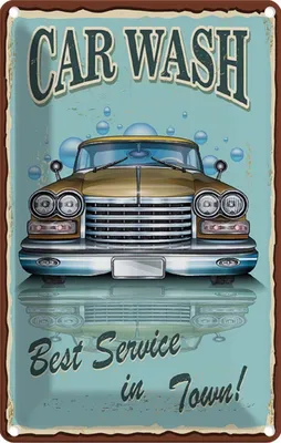 Produktbild von vianmo Blechschild 18x12 cm Car Wash best service in town Warnschild Hinweisschild Sicherheit Vorsicht