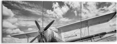 Produktbild von Bild auf Leinwand - Leinwandbild - 3 Teile - An-2 Flugzeug Schwarzweiß - 150x50cm - Wand Bild - Wanddeko - Wandbilder - Leinwanddruck - Bilder - Wanddekoration - Leinwand bilder - CA150x50-4228