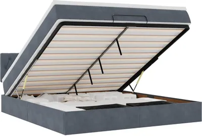 Image de vidaXL Lit ottoman avec matelas gris foncé 180x200 cm velours