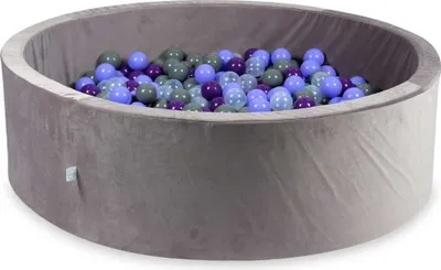 Produktbild von Bällebad 130x40 Samt Lila – Mit 700 Bällen / transparent, meliert, lila, grau