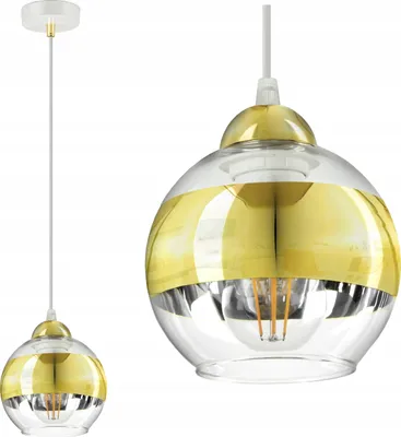 Obrázek produktu pro LUXOLAR Led závěsné světlo - Stropní světlo bílo-zlaté E27 60W - Závěsné svítidlo do obývacího pokoje, kuchyně - Zlaté průhledné skleněné koule