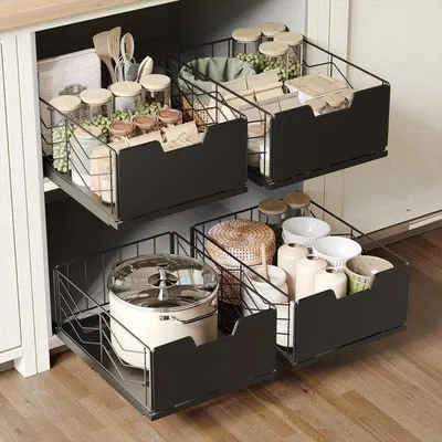 Image de Lot de quatre supports télescopiques avec aimant adhésif pour la cuisine et la salle de bains