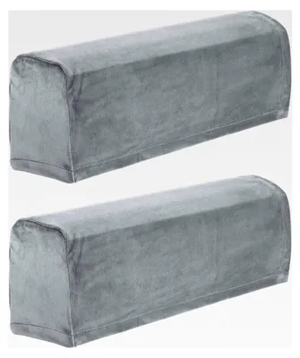 Produktbild von 2 Stück Armlehnenbezüge für Sofas, Stretch-Bezug für Stühle und Sofas, kratzfester Bezug, Dunkelgrau