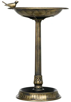 Produktbild von Outsunny 2 in 1 Vogeltränke Stehend, Vogelbad aus Kunststoff, frostsich Bronze