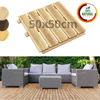 Produktbild von Floranica Holzfliese 1 Stk. 50 x 50 cm Unbehandelt Terrassenfliese Lärchenholz Balkonfliesen Trittplatten