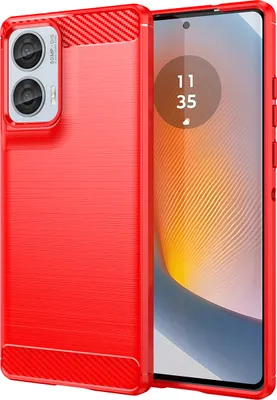 Produktbild von Hülle für Motorola Edge 50 Fusion Carbon-Faser Weich TPU Silikon Stoßfest Handyhülle Rot