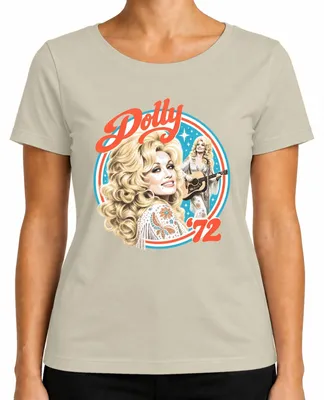 Zdjęcie produktu dla Koszulka damska z nadrukiem "Dolly Parton, 72 lata, legenda country, retro, Nashville", kolor: naturalny, rozmiar: S