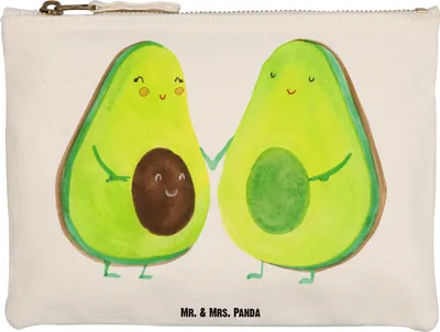 Produktbild von Mr. & Mrs. Panda Kosmetikbeutel Avocado Pärchen Grösse XL Große - Weiß - Geschenk, Kulturbeutel, Waschbeutel, Kinder, Schwangerschaft, Liebe, Pouch, Mäppchen, pencil case
