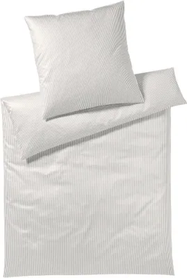 Produktbild von elegante Mako-Satin-Bettwäsche-Garnitur Hamburger Streifen Farbe natur Größe 240x220cm+2x40x80cm
