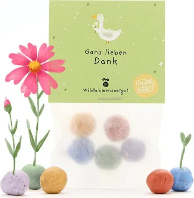 Obrázok produktu pre 5 kvetinových guličiek v sáčku – „Gans lieben Dank“ – nápad na darček na poďakovanie