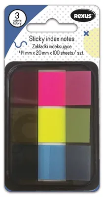 Zdjęcie produktu dla Znaczniki samoprzylepne 2 x 4,4 cm w 3 neonowych kolorach
