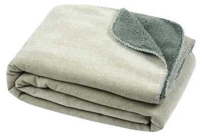 Produktbild von Weicher Grüner Polyester Bettüberwurf 130x150 cm für Bett & Sofa, waschbar