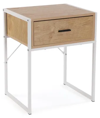 Beistelltisch Nalua, 60x48x40 cm, Holz, Hellbraun/Schwarz