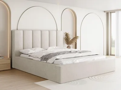 Produktbild von Polsterbett Amira 180x200 cm Samtstoff mit Bettkasten und vertikal gestepptem Kopfteil